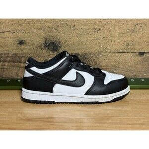 🔥Nike Dunk Low Shoes Youth Size 2Y Black White Panda Leather Sneakers